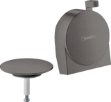 Hansgrohe Exafill S Finish Set bath filler waste and overflow set in brushed black chrome with modern design and integrated functionality