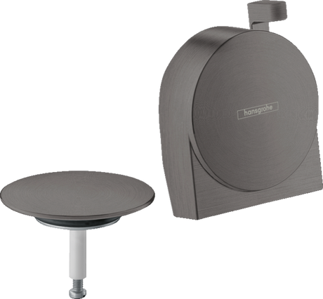 Hansgrohe Exafill S Finish Set bath filler waste and overflow set in brushed black chrome with modern design and integrated functionality