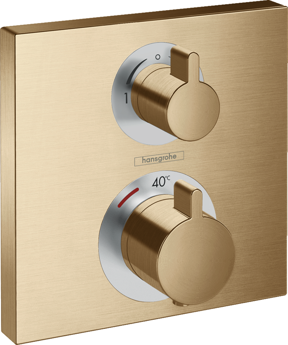 Hansgrohe Ecostat Square Thermostatic Mixer For Concealed Installation For 2 Outlets - Brushed Bronze - 15714140