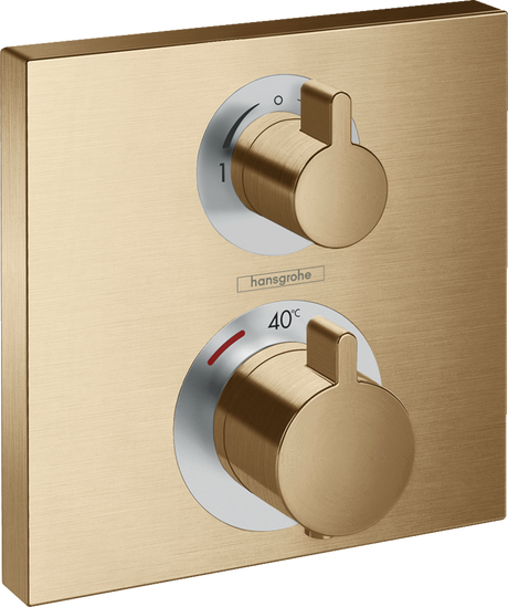 Hansgrohe Ecostat Square Thermostatic Mixer For Concealed Installation For 2 Outlets - Brushed Bronze - 15714140