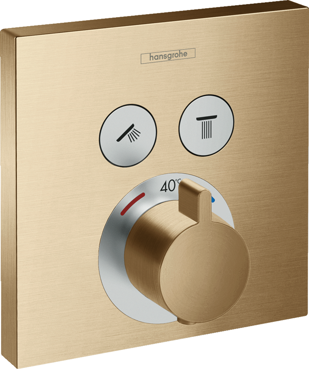 Hansgrohe ShowerSelect Thermostatic Mixer For Concealed Installation For 2 Outlets - Brushed Bronze - 15763140