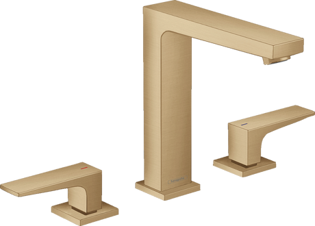 Hansgrohe Metropol 3-hole Basin Mixer 160 with Lever Handles and Push-open Waste - Brushed Bronze - 32515140
