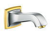 Hansgrohe Metropol Classic bath spout in chrome and gold-optic finish with built-in diverter and sleek modern design