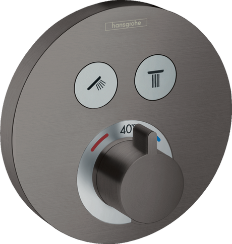 Hansgrohe Showerselect S Thermostatic Mixer For Concealed Installation For 2 Outlets - Brushed Black Chrome - 15743340
