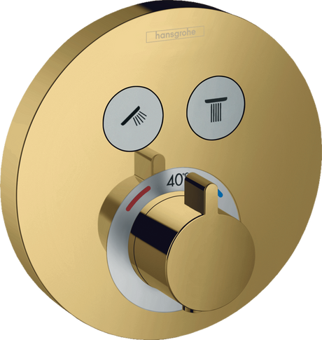 Hansgrohe Showerselect S Thermostatic Mixer For Concealed Installation For 2 Outlets - Polished Gold-optic - 15743990