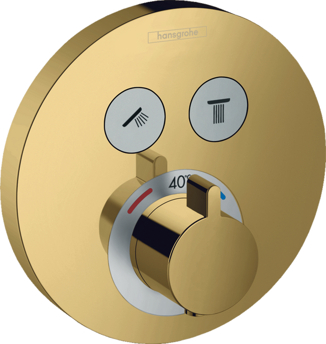 Hansgrohe Showerselect S Thermostatic Mixer For Concealed Installation For 2 Outlets - Polished Gold-optic - 15743990