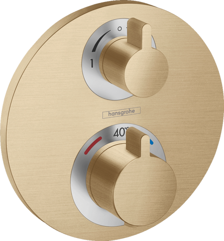 Hansgrohe Ecostat S Thermostatic Mixer For Concealed Installation For 2 Outlets With Shut-off  Diverter Valve - Brushed Bronze - 15758140