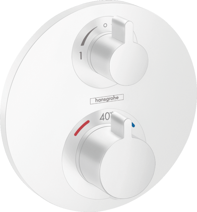 Hansgrohe Ecostat S Thermostatic Mixer For Concealed Installation For 2 Outlets With Shut-off  Diverter Valve - Matt White - 15758700
