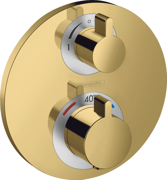 Hansgrohe Ecostat S Thermostatic Mixer For Concealed Installation For 2 Outlets With Shut-off  Diverter Valve - Polished Gold-optic - 15758990