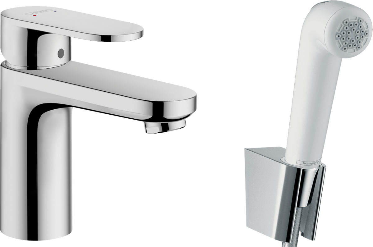 Hansgrohe Vernis Blend Single Lever Basin Mixer 100 With Bidet Spray And Shower Hose 1600mm - Chrome - 71215000