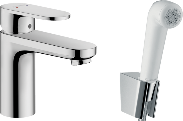 Hansgrohe Vernis Blend Single Lever Basin Mixer 100 With Bidet Spray And Shower Hose 1600mm - Chrome - 71215000