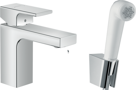 Hansgrohe Vernis Shape Single Lever Basin Mixer 100 With Bidet Spray And Shower Hose 1600mm - Chrome - 71216000