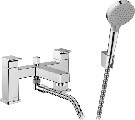 Hansgrohe Vernis Shape 2-hole Rim Mounted Bath Mixer With Diverter Valve And Vernis Blend Hand Shower Vario - Chrome - 71462000