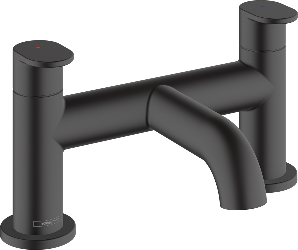 Hansgrohe Vernis Blend 2-hole Rim Mounted Bath Mixer - Matt Black - 71442670
