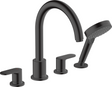 Hansgrohe Vernis Blend 4-hole Rim Mounted Bath Mixer - Matt Black - 71456670