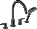 Hansgrohe Vernis Blend 4-hole Rim Mounted Bath Mixer - Matt Black - 71456670