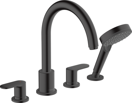 Hansgrohe Vernis Blend 4-hole Rim Mounted Bath Mixer - Matt Black - 71456670
