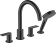 Hansgrohe Vernis Shape 4-hole Rim Mounted Bath Mixer - Matt Black - 71459670
