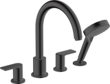 Hansgrohe Vernis Shape 4-hole Rim Mounted Bath Mixer - Matt Black - 71459670
