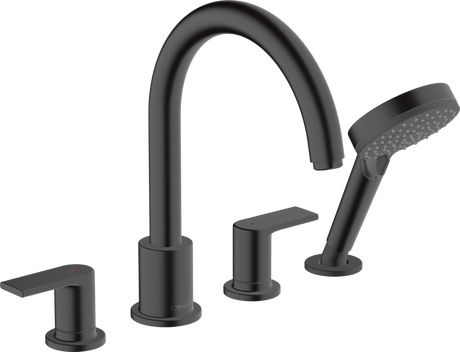 Hansgrohe Vernis Shape 4-hole Rim Mounted Bath Mixer - Matt Black - 71459670