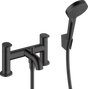 Hansgrohe Vernis Blend 2-hole Rim Mounted Bath Mixer with Diverter Valve And Vernis Blend Hand Shower Vario - Matt Black - 71461670