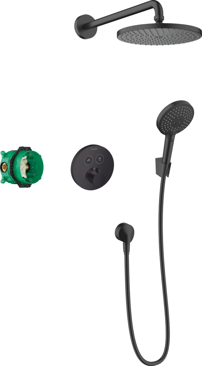 Hansgrohe Raindance S Shower System 240 1 Jet Powderrain With ShowerSelect S - Matt Black - 27959670