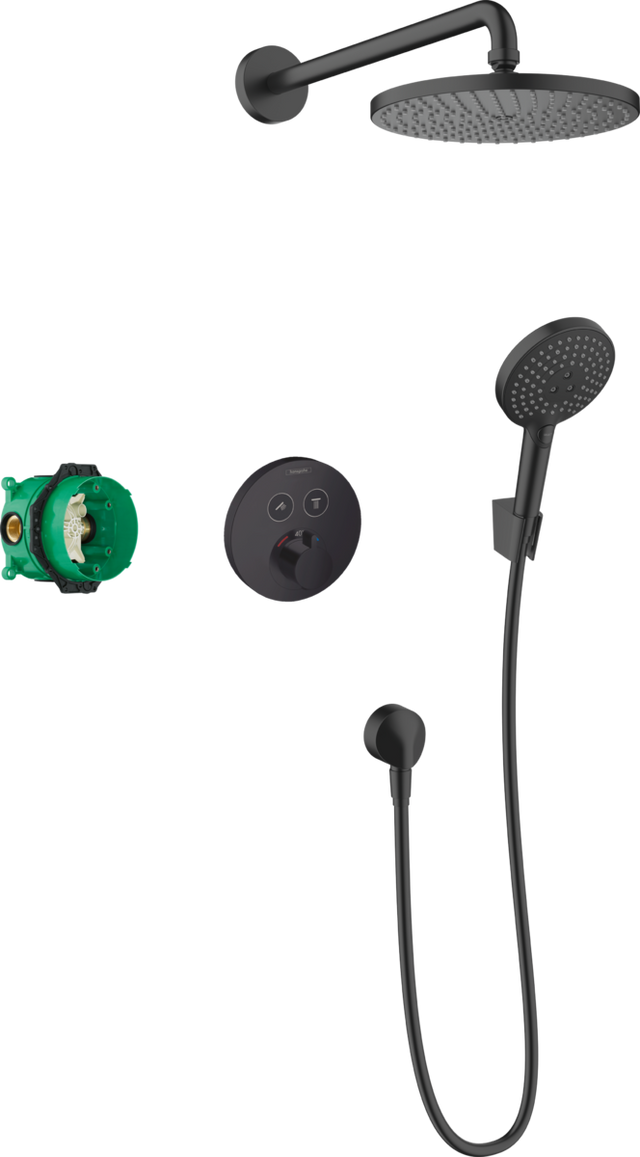 Hansgrohe Raindance S Shower System 240 1 Jet Powderrain With ShowerSelect S - Matt Black - 27959670