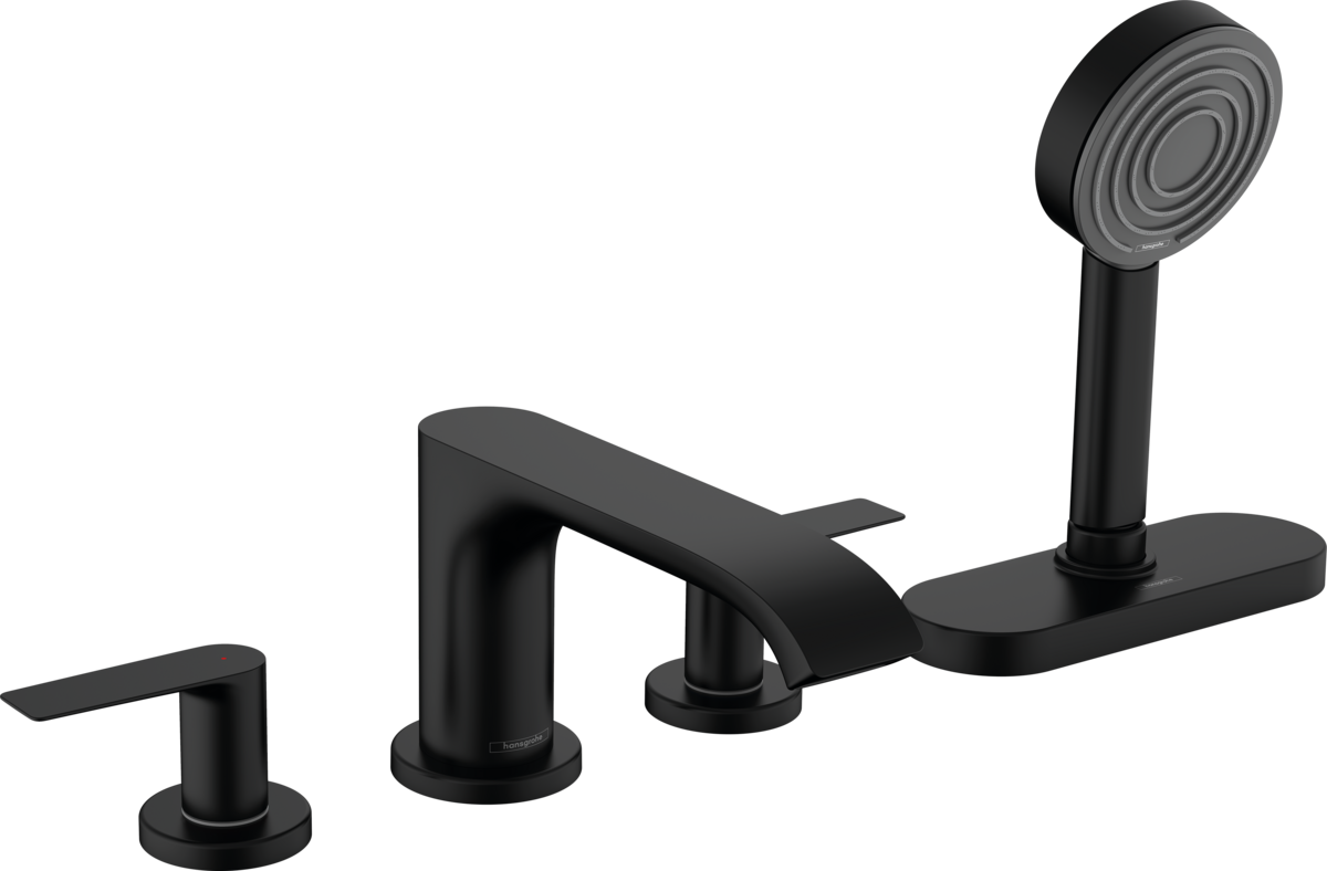 Hansgrohe Vivenis 4-hole Rim Mounted Bath Mixer With Sbox - Matt Black - 75444670