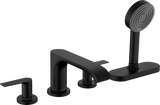 Hansgrohe Vivenis 4-hole Rim Mounted Bath Mixer With Sbox - Matt Black - 75444670