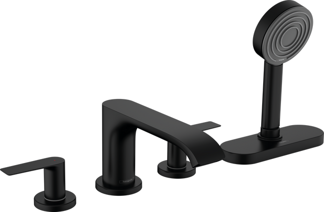 Hansgrohe Vivenis 4-hole Rim Mounted Bath Mixer With Sbox - Matt Black - 75444670