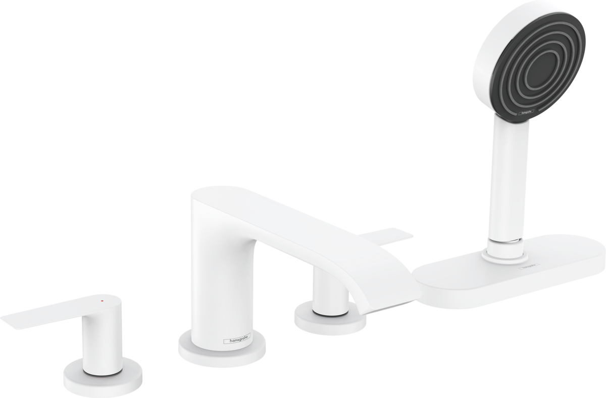 Hansgrohe Vivenis 4-hole Rim Mounted Bath Mixer With Sbox - Matt White - 75444700