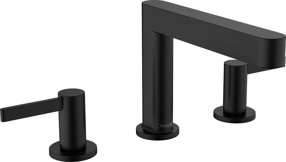 Hansgrohe Finoris 3-hole Basin Mixer 110 with Push-open Waste Set - Matt Black - 76033670