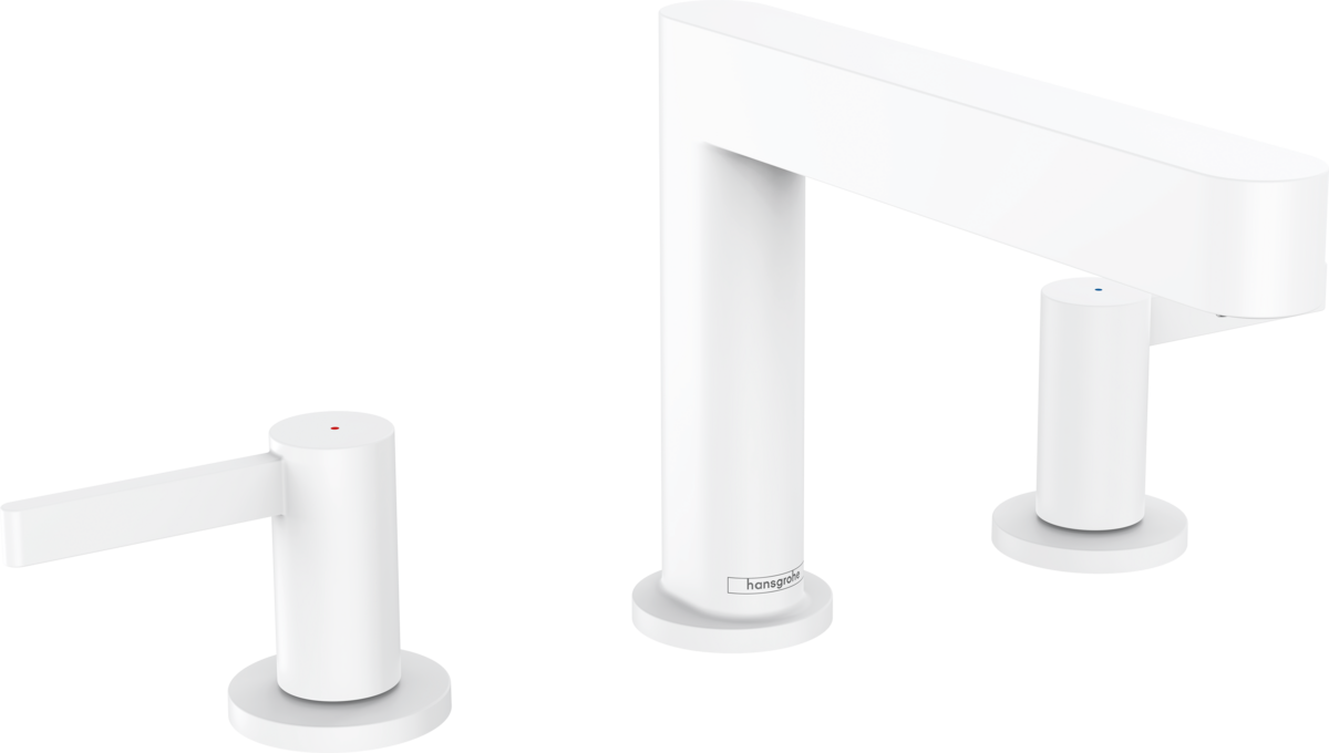 Hansgrohe Finoris 3-hole Basin Mixer 110 with Push-open Waste Set - Matt White - 76033700