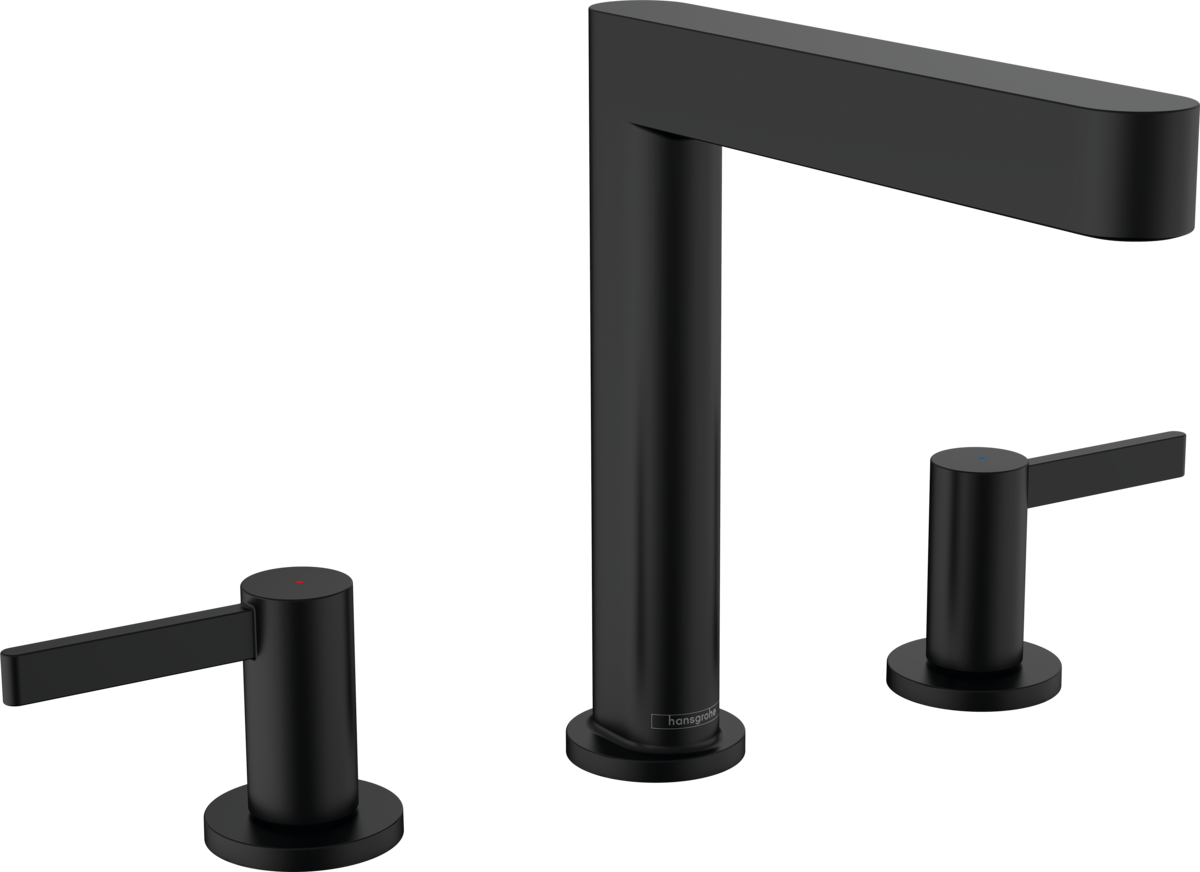 Hansgrohe Finoris 3-hole Basin Mixer 160 With Push-open Waste Set - Matt Black - 76034670
