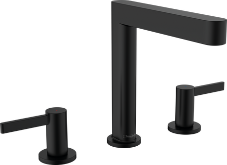Hansgrohe Finoris 3-hole Basin Mixer 160 With Push-open Waste Set - Matt Black - 76034670