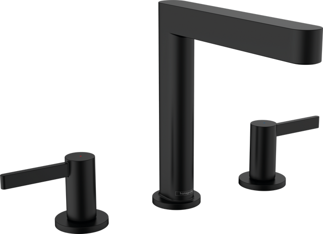Hansgrohe Finoris 3-hole Basin Mixer 160 With Push-open Waste Set - Matt Black - 76034670