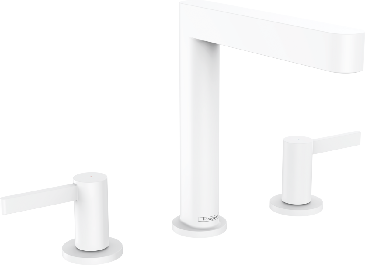 Hansgrohe Finoris 3-hole Basin Mixer 160 With Push-open Waste Set - Matt White - 76034700