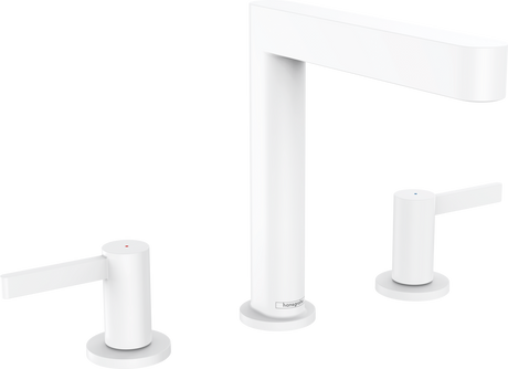 Hansgrohe Finoris 3-hole Basin Mixer 160 With Push-open Waste Set - Matt White - 76034700
