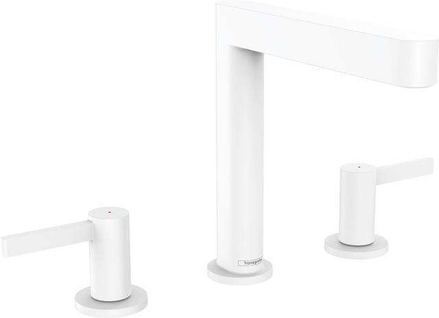 Hansgrohe Finoris 3-hole Basin Mixer 160 With Push-open Waste Set - Matt White - 76034700