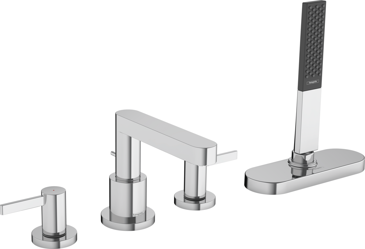 Hansgrohe Finoris 4-hole Rim Mounted Bath Mixer with sBox - Chrome - 76444000