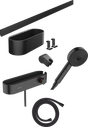 Hansgrohe Wallstoris Bundle Hand Shower 105 3jet Activation Ecosmart Thermostat Wall Bar 700 mm And Storage Set - Matt Black - 24250670