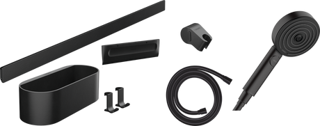 Hansgrohe Wallstoris Bundle Hand Shower 105 3jet Activation Ecosmart Wall Bar 700 mm And Storage Set - Matt Black - 24291670