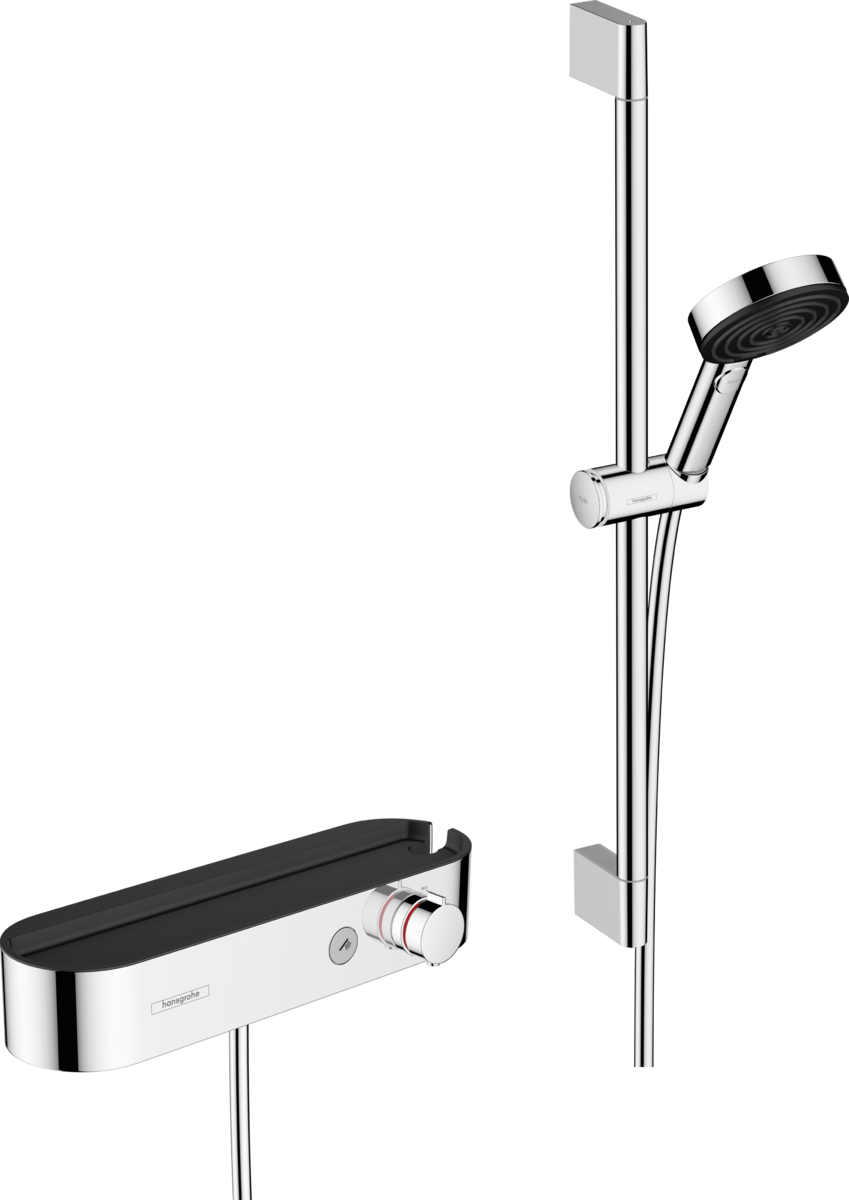 Hansgrohe Pulsify Select S Shower System 105 3jet Relaxation With Hand Shower Thermostat Shower Bar 65 Cm Slider And Shower Hose - Chrome - 24260000