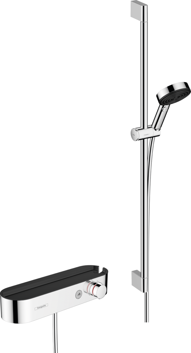 Hansgrohe Pulsify Select S Shower System 105 3jet Relaxation With Hand Shower Thermostat Shower Bar 90 Cm Slider And Shower Hose - Chrome - 24270000