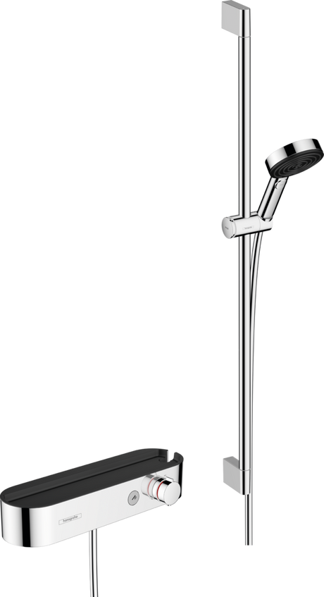 Hansgrohe Pulsify Select S Shower System 105 3jet Relaxation With Hand Shower Thermostat Shower Bar 90 Cm Slider And Shower Hose - Chrome - 24270000