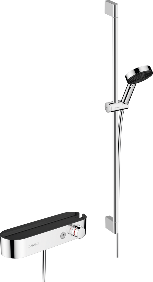 Hansgrohe Pulsify Select S Shower System 105 3jet Relaxation With Hand Shower Thermostat Shower Bar 90 Cm Slider And Shower Hose - Chrome - 24270000