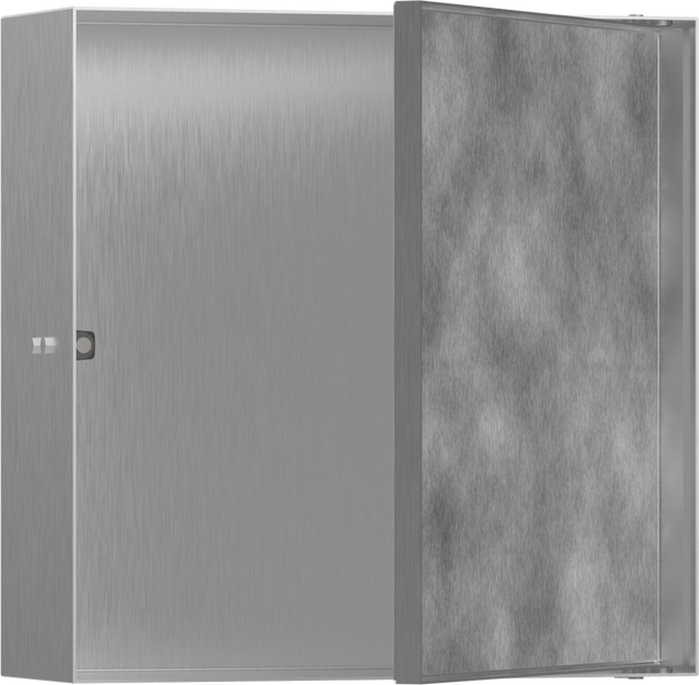 Hansgrohe XtraStoris Rock Wall Niche With Tileable Door 300/300/100 - Brushed Stainless Steel - 56085800