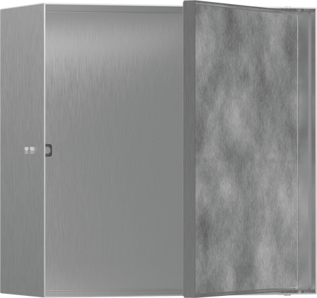 Hansgrohe XtraStoris Rock Wall Niche With Tileable Door 300/300/140 - Brushed Stainless Steel - 56091800