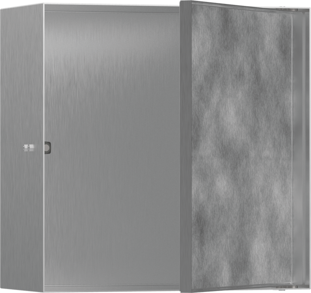 Hansgrohe XtraStoris Rock Wall Niche With Tileable Door 300/300/140 - Brushed Stainless Steel - 56091800