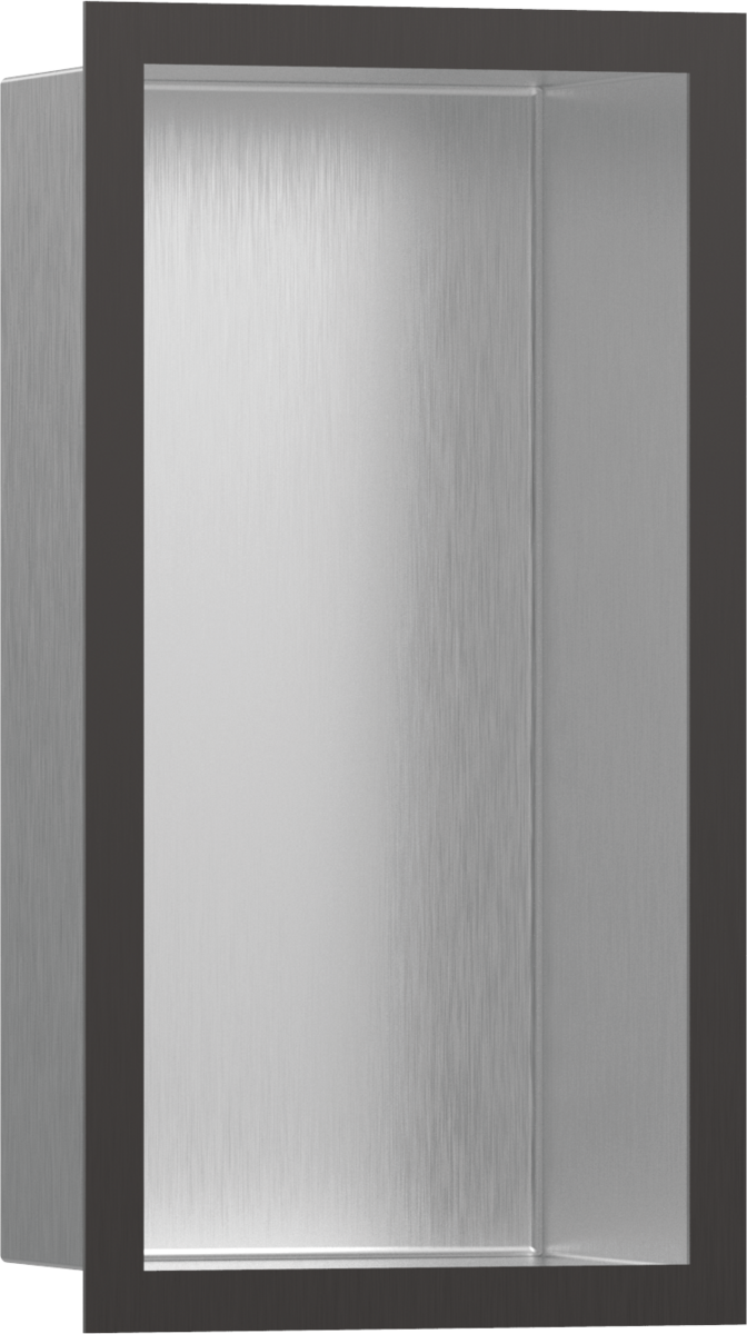 Hansgrohe XtraStoris Individual Wall Niche Brushed Stainless Steel With Design Frame 300x150x100 - Brushed Black Chrome - 56094340